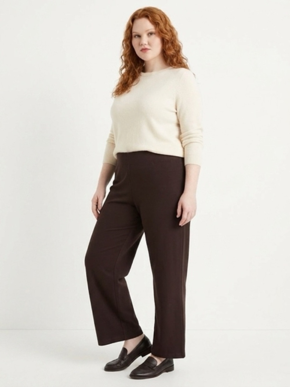 Eileen Fisher Brown wide leg lounge pants size Large